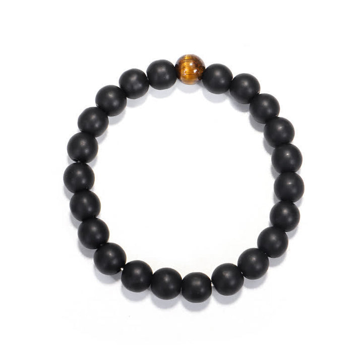 Frosted Stone Tiger Eye Pendant 108-Bead Mala Necklace & Bracelet — product view 4