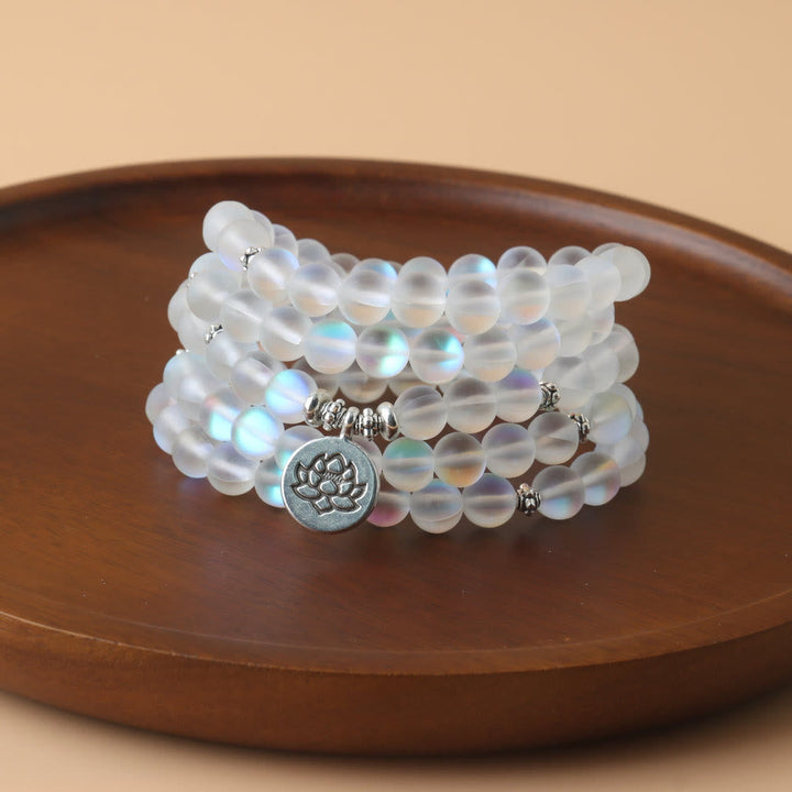 Glitter Stone Lotus 108-Bead Mala Bracelet — main product view