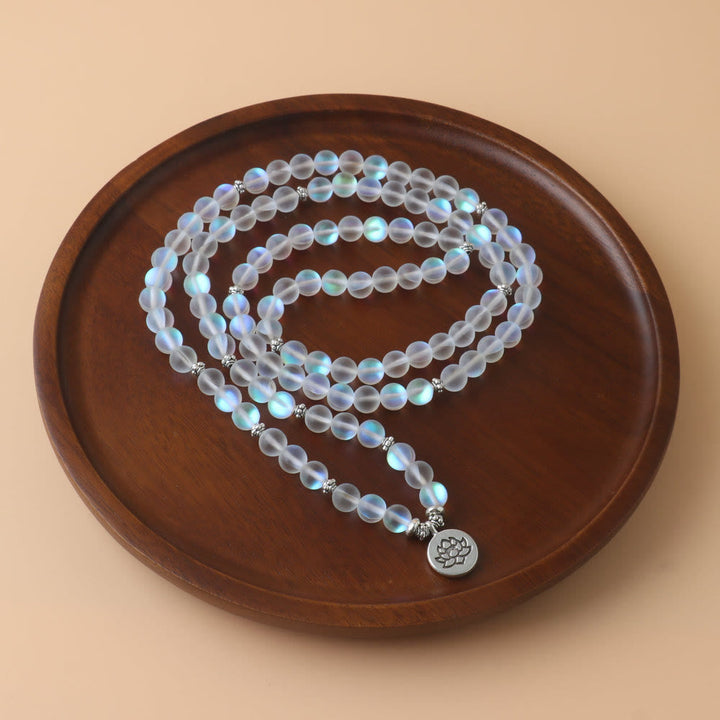 Glitter Stone Lotus 108-Bead Mala Bracelet — product view 2