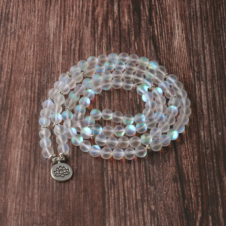 Glitter Stone Lotus 108-Bead Mala Bracelet — product view 3