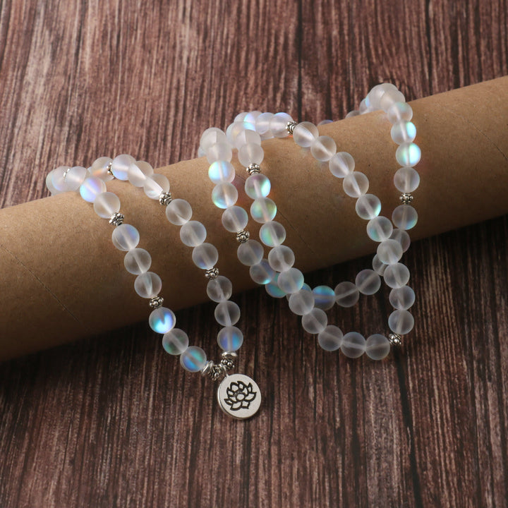 Glitter Stone Lotus 108-Bead Mala Bracelet — product view 4