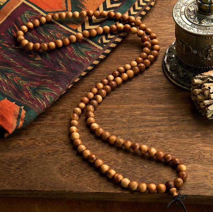 Lightning Strike Peach Wood 108-Bead Mala Bracelet — product view 2