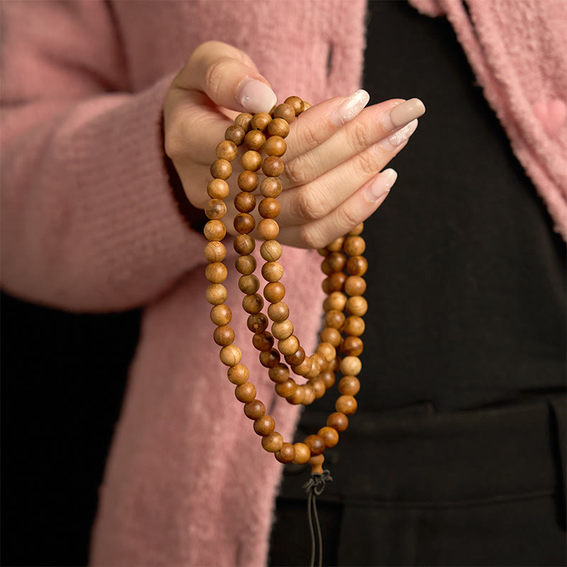 Lightning Strike Peach Wood 108-Bead Mala Bracelet — product view 3