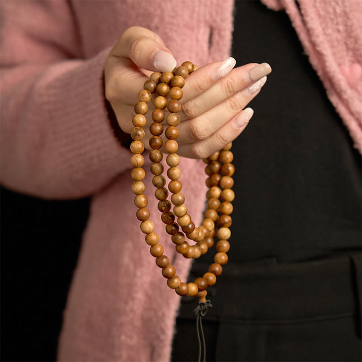 Lightning Strike Peach Wood 108-Bead Mala Bracelet — product view 3