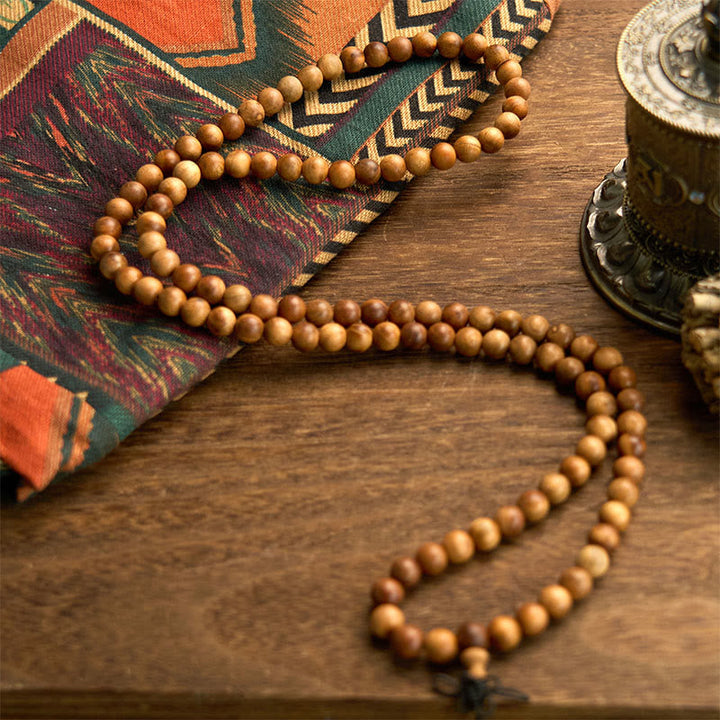 Lightning Strike Peach Wood 108-Bead Mala Bracelet — product view 5