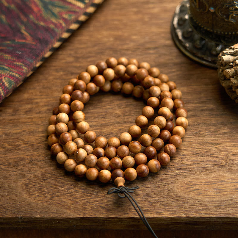 Lightning Strike Peach Wood 108-Bead Mala Bracelet — product view 6