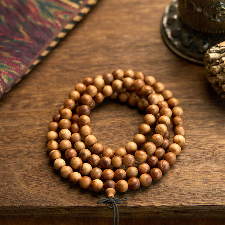 Lightning Strike Peach Wood 108-Bead Mala Bracelet — product view 8