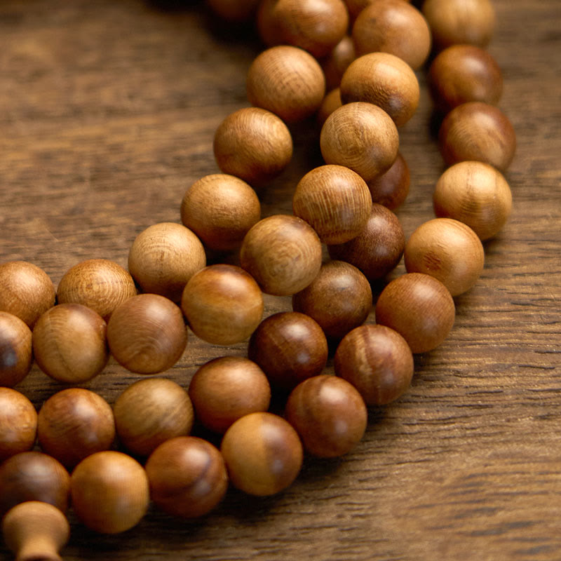 Lightning Strike Peach Wood 108-Bead Mala Bracelet — product view 9