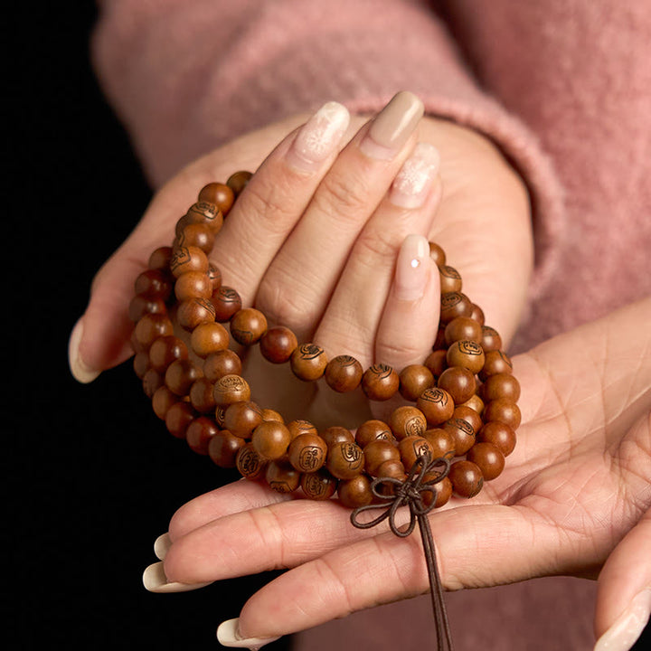 Lightning Struck Jujube Wood Golden Light Mantra 108-Bead Mala Bracelet — product view 4
