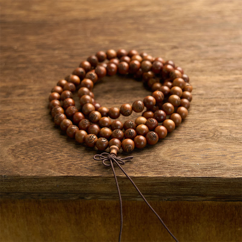 Lightning Struck Jujube Wood Golden Light Mantra 108-Bead Mala Bracelet — product view 8
