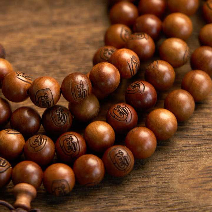Lightning Struck Jujube Wood Golden Light Mantra 108-Bead Mala Bracelet — product view 10