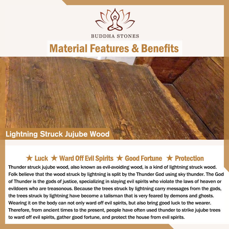 Lightning Struck Jujube Wood Golden Light Mantra 108-Bead Mala Bracelet — product view 11