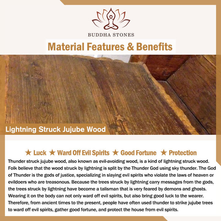 Lightning Struck Jujube Wood Golden Light Mantra 108-Bead Mala Bracelet — product view 11