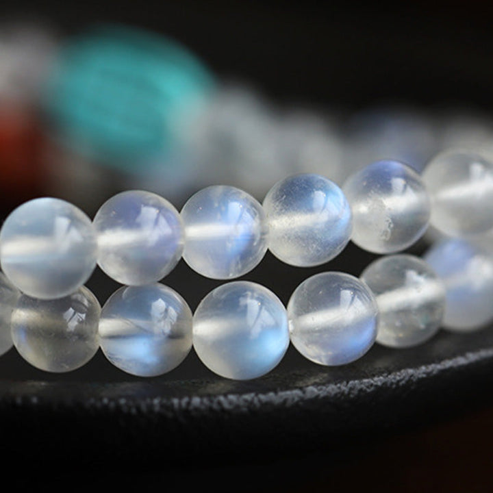 Moonstone Amber Lotus Turquoise Crystal 108-Bead Mala Bracelet — product view 7