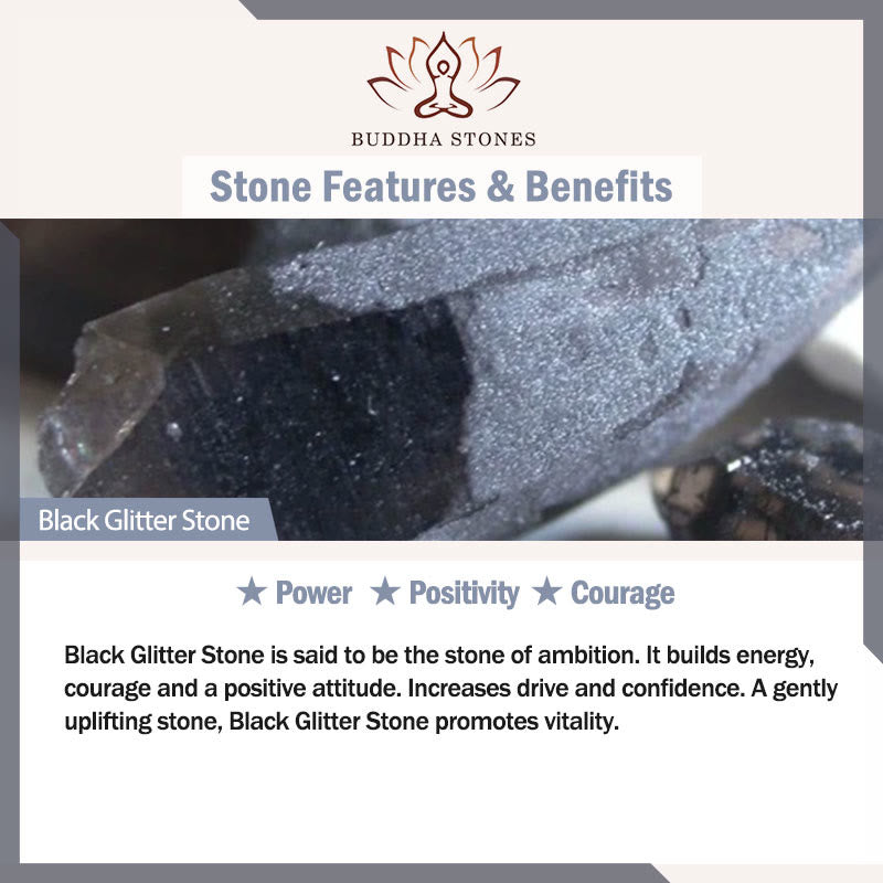 Multi-Layer Black Glitter Stone Lotus Positivity 108-Bead Mala Bracelet — product view 7