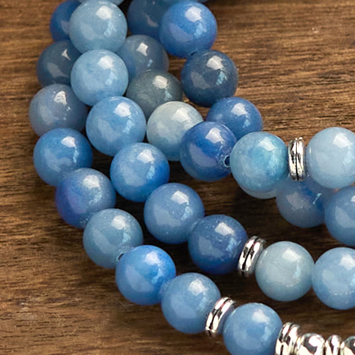 Multi-Layer Blue Aventurine Lotus 108-Bead Mala Bracelet — product view 11