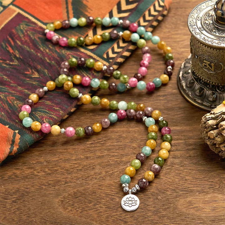 Multi-Layer Tourmaline Lotus 108-Bead Mala Bracelet — product view 2