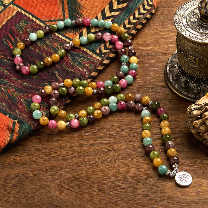 Multi-Layer Tourmaline Lotus 108-Bead Mala Bracelet — product view 3