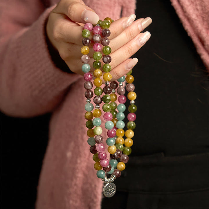 Multi-Layer Tourmaline Lotus 108-Bead Mala Bracelet — product view 4