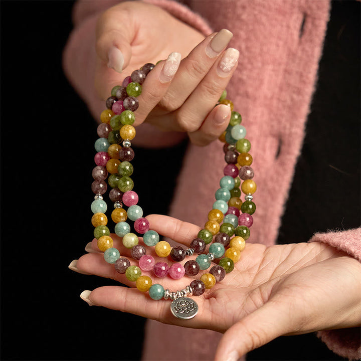 Multi-Layer Tourmaline Lotus 108-Bead Mala Bracelet — product view 5