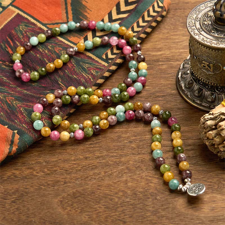 Multi-Layer Tourmaline Lotus 108-Bead Mala Bracelet — product view 6