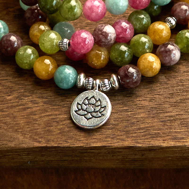 Multi-Layer Tourmaline Lotus 108-Bead Mala Bracelet — product view 7