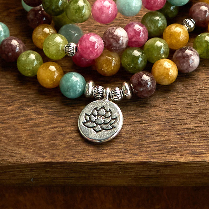Multi-Layer Tourmaline Lotus 108-Bead Mala Bracelet — product view 7
