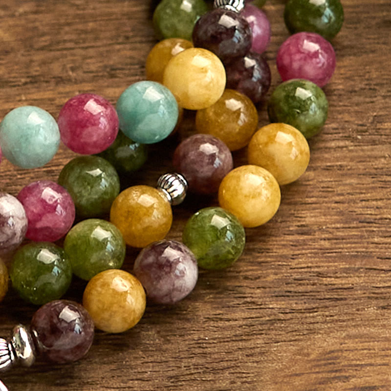Multi-Layer Tourmaline Lotus 108-Bead Mala Bracelet — product view 8