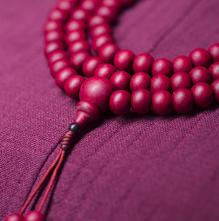 Abelia Biflora Wood 108-Bead Mala Bracelet — product view 3