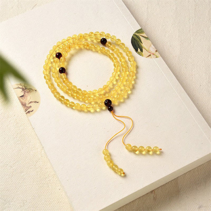 Amber Clear 108-Bead Mala Bracelet — main product view