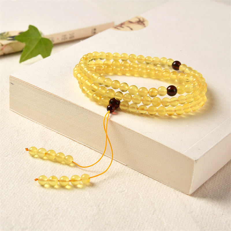 Amber Clear 108-Bead Mala Bracelet — product view 2