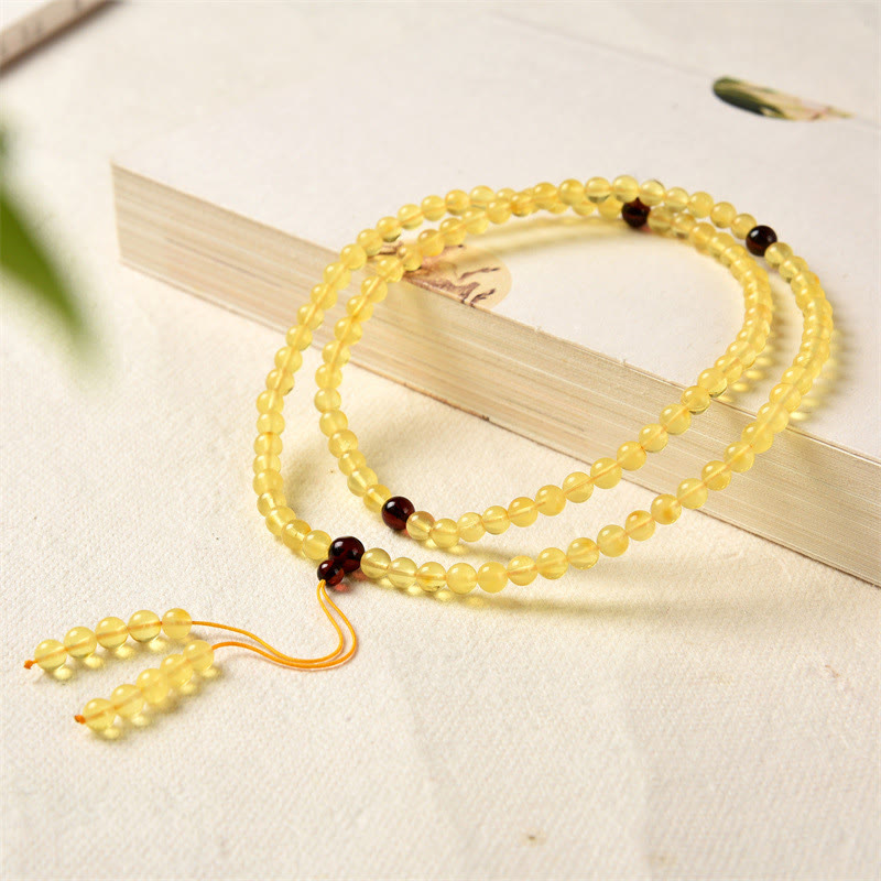 Amber Clear 108-Bead Mala Bracelet — product view 3