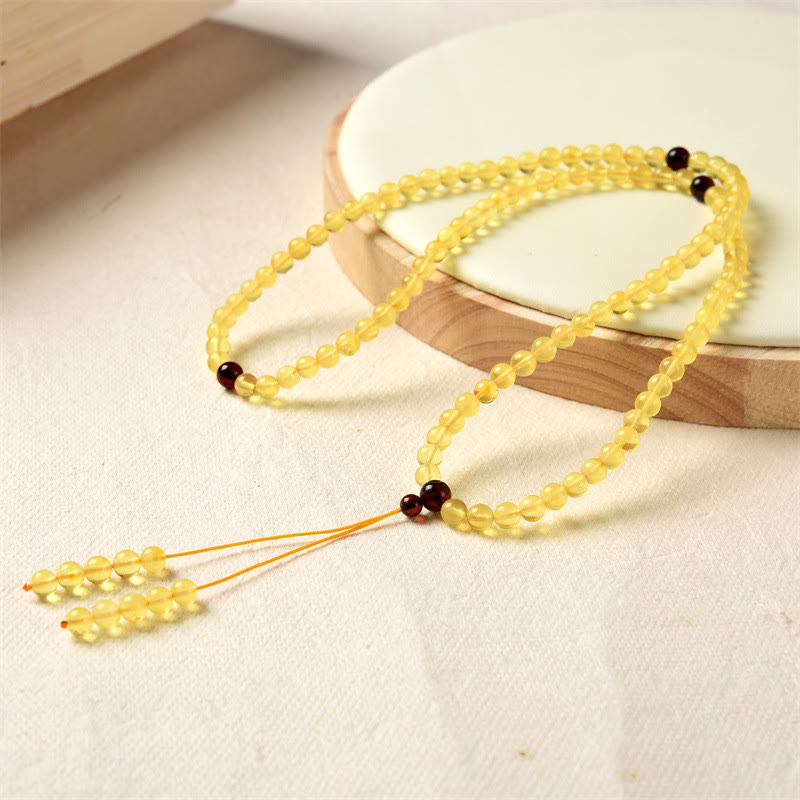Amber Clear 108-Bead Mala Bracelet — product view 5