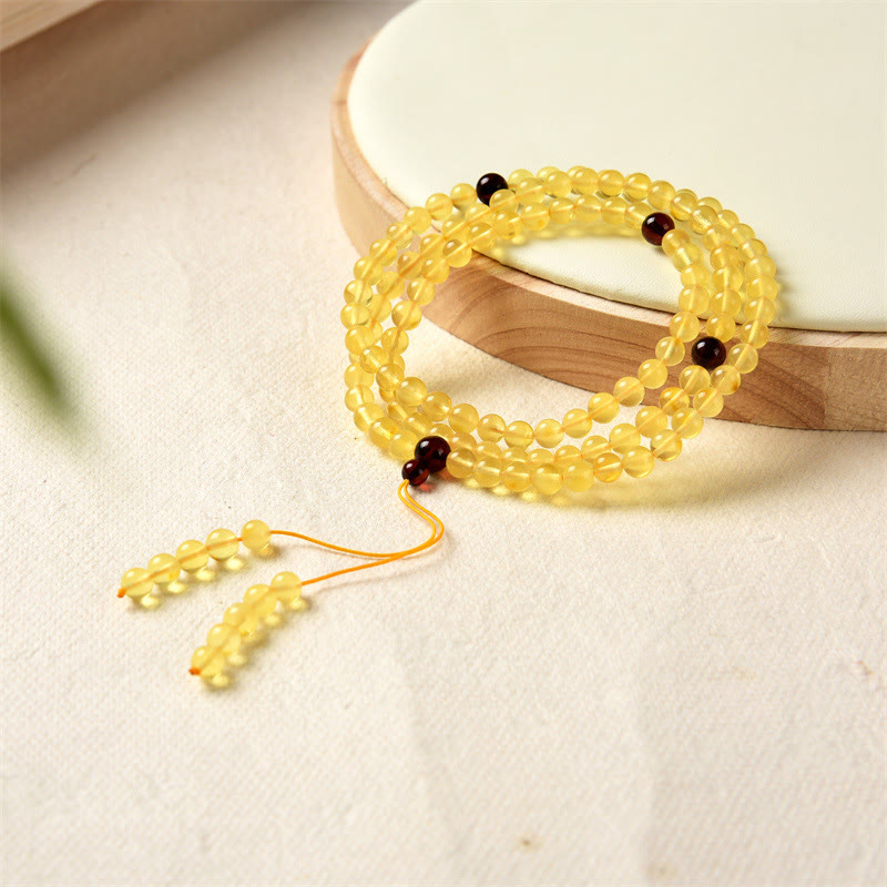 Amber Clear 108-Bead Mala Bracelet — product view 6