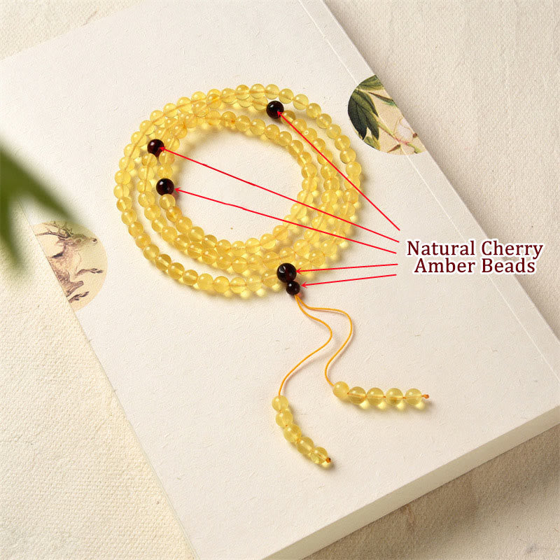 Amber Clear 108-Bead Mala Bracelet — product view 7
