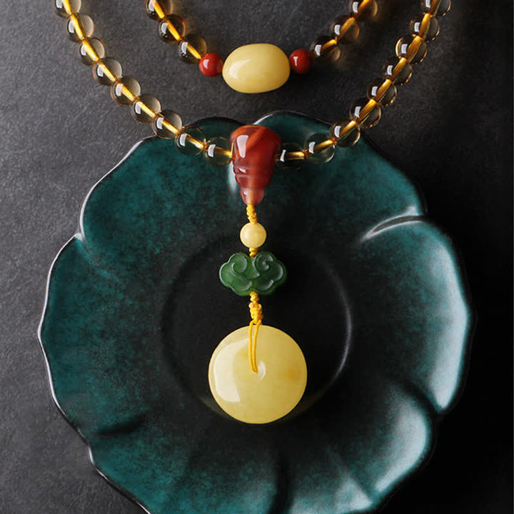 Citrine Amber Buckle Red Agate Pi Xiu 108-Bead Mala Bracelet — product view 7