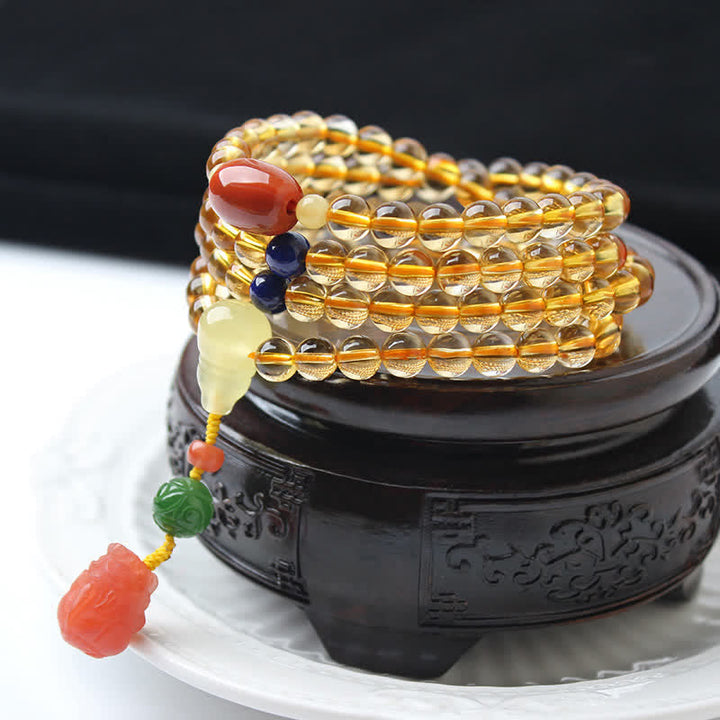 Citrine Amber Buckle Red Agate Pi Xiu 108-Bead Mala Bracelet — product view 18
