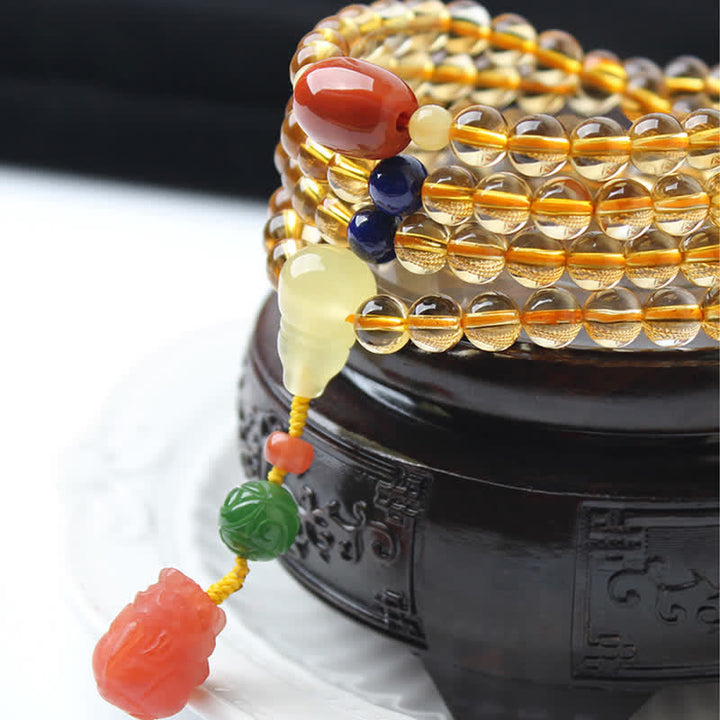 Citrine Amber Buckle Red Agate Pi Xiu 108-Bead Mala Bracelet — product view 21