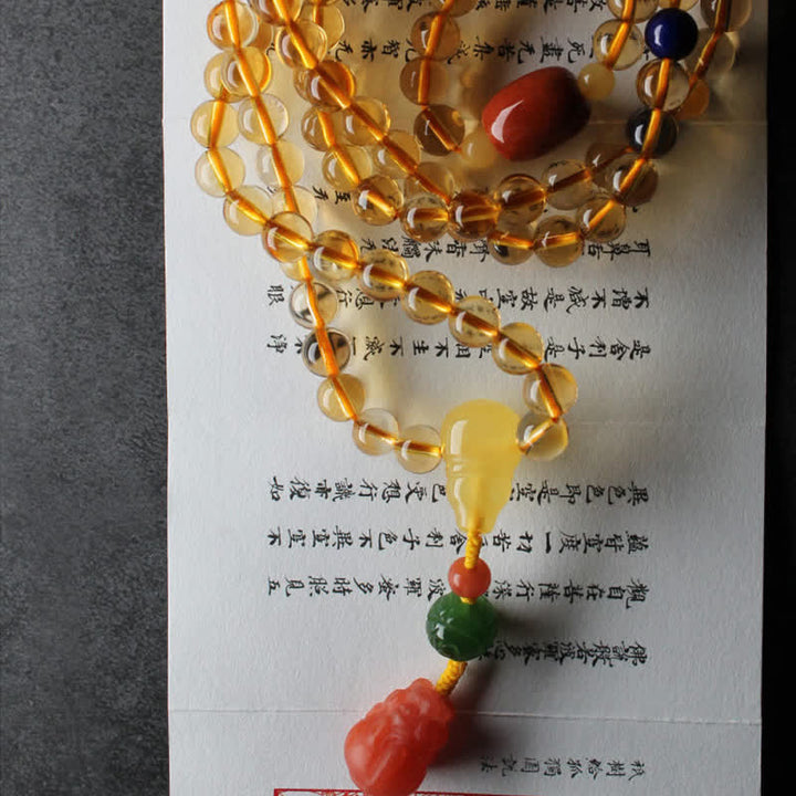 Citrine Amber Buckle Red Agate Pi Xiu 108-Bead Mala Bracelet — product view 22