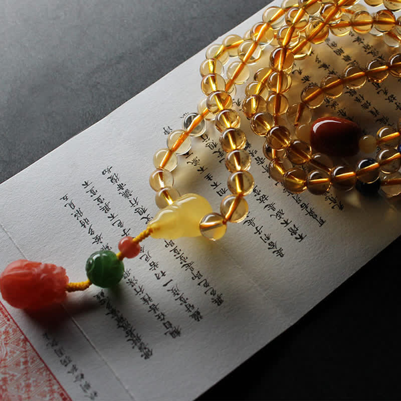Citrine Amber Buckle Red Agate Pi Xiu 108-Bead Mala Bracelet — product view 23