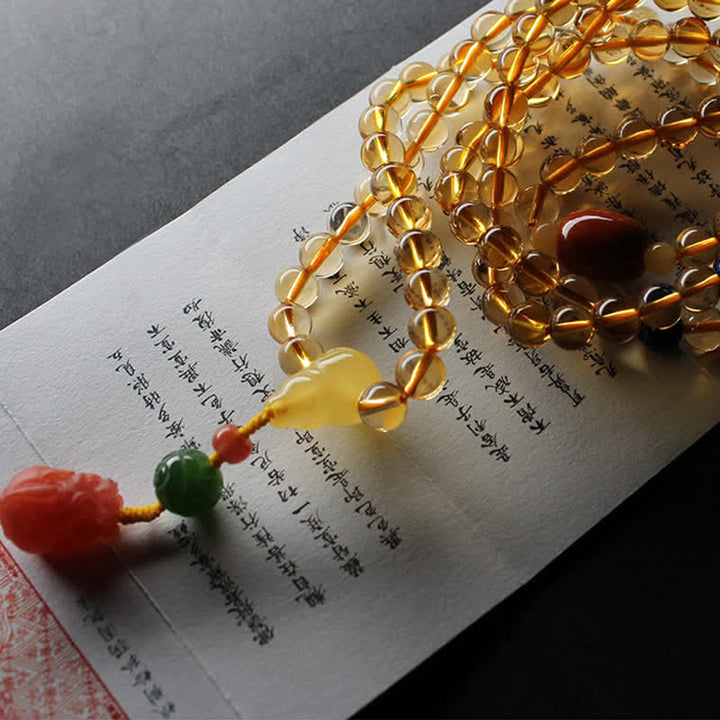 Citrine Amber Buckle Red Agate Pi Xiu 108-Bead Mala Bracelet — product view 23