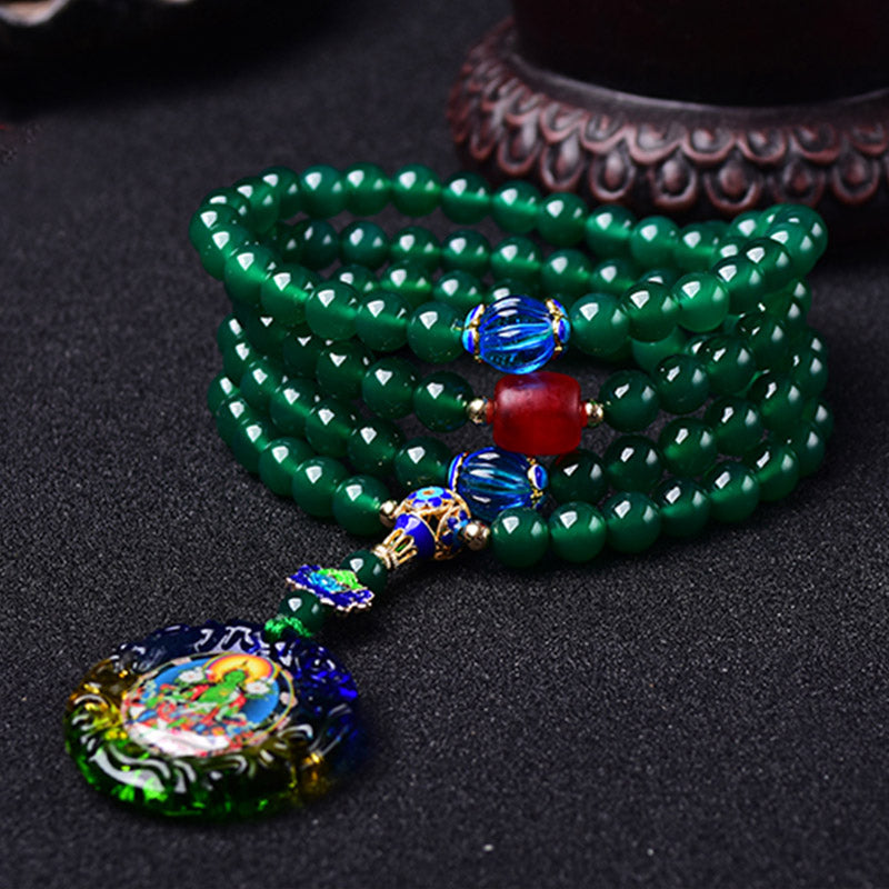 Green Agate Bodhisattva Green Tara 108-Bead Mala Bracelet — product view 2