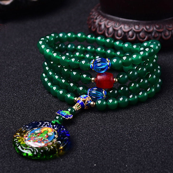Green Agate Bodhisattva Green Tara 108-Bead Mala Bracelet — product view 2