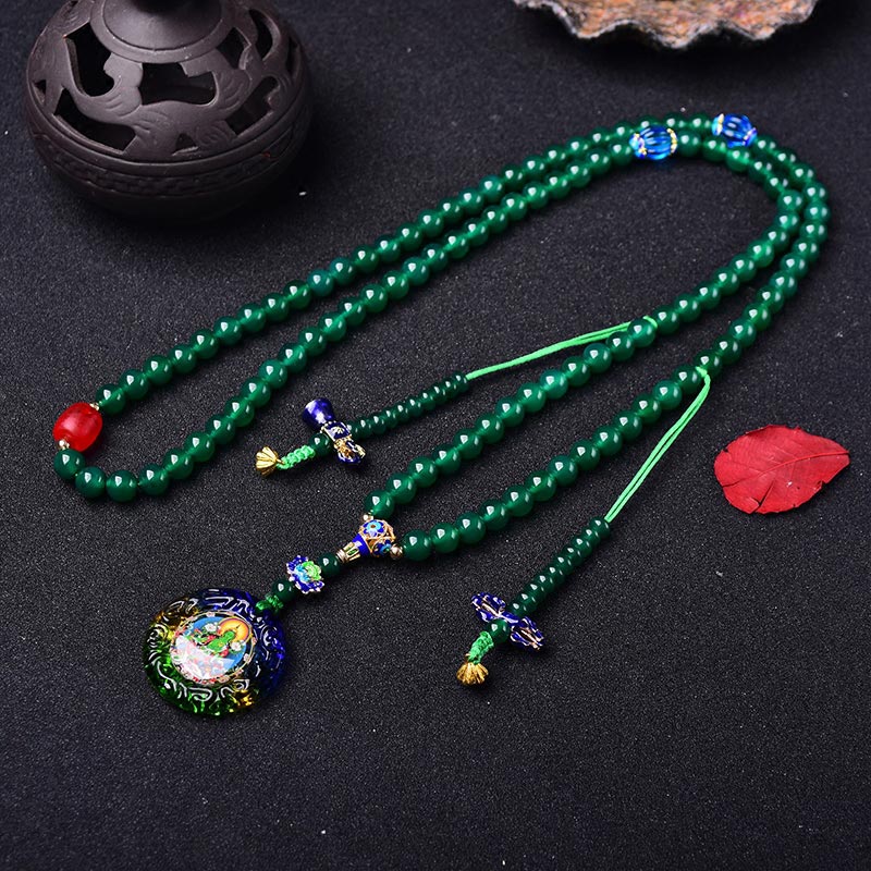 Green Agate Bodhisattva Green Tara 108-Bead Mala Bracelet — product view 4