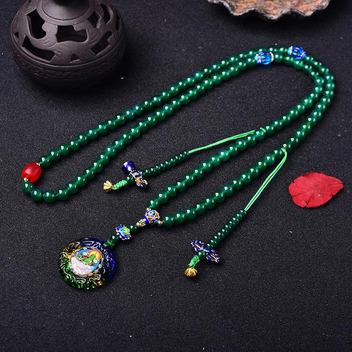 Green Agate Bodhisattva Green Tara 108-Bead Mala Bracelet — product view 4