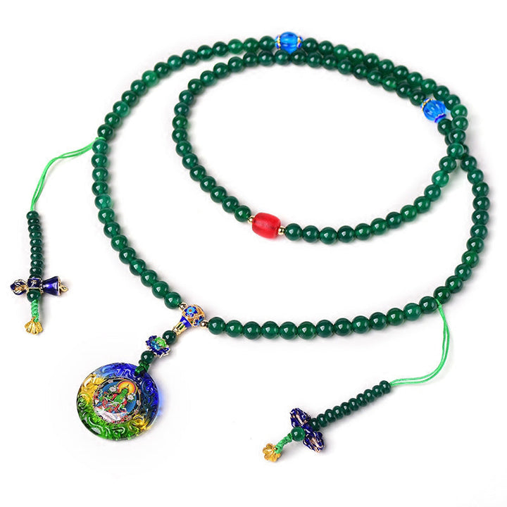 Green Agate Bodhisattva Green Tara 108-Bead Mala Bracelet — product view 5