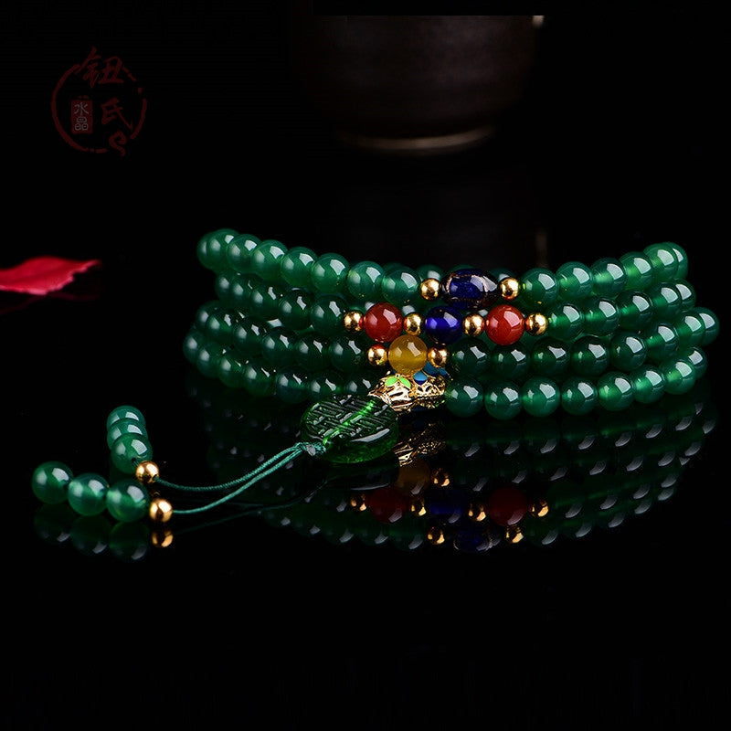 Green Agate 108-Bead Mala Bracelet — main product view