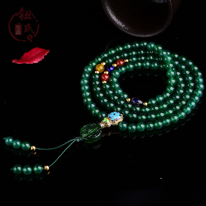 Green Agate 108-Bead Mala Bracelet — product view 2