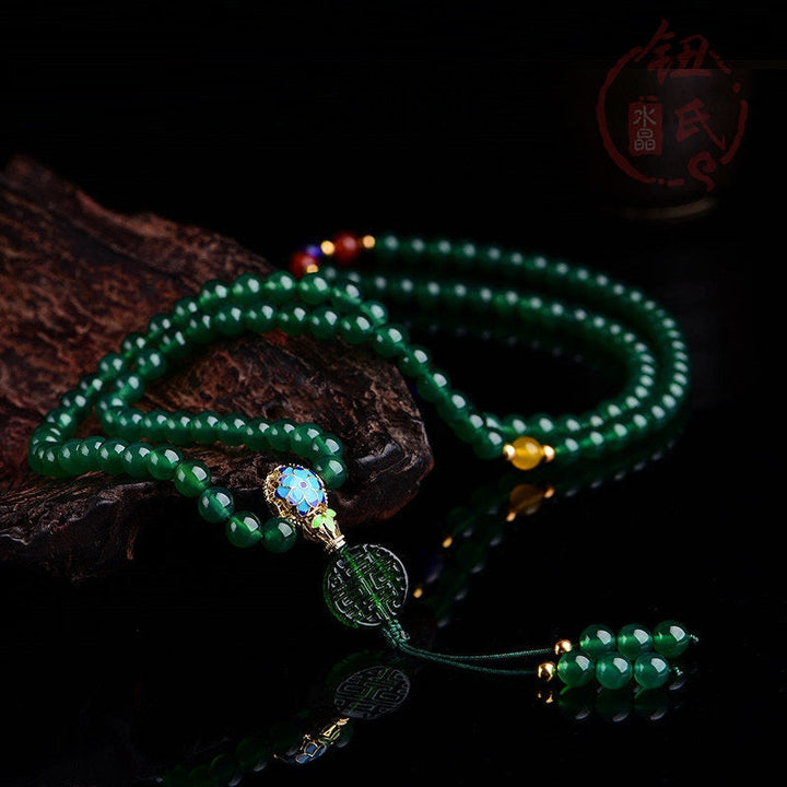 Green Agate 108-Bead Mala Bracelet — product view 4