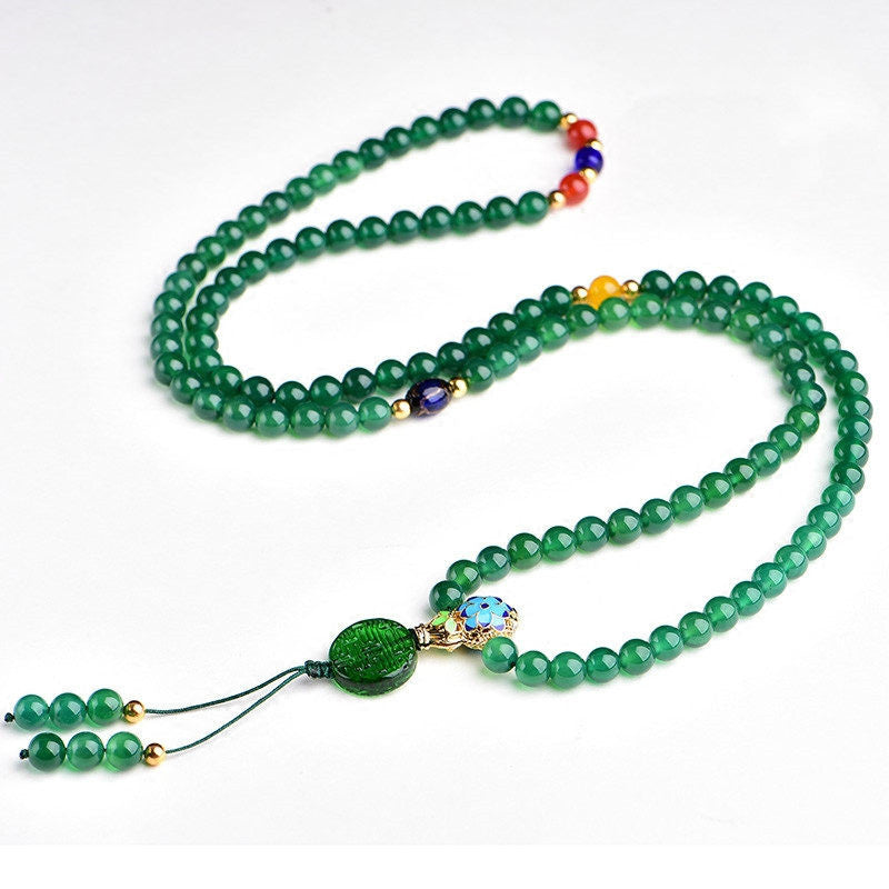 Green Agate 108-Bead Mala Bracelet — product view 5